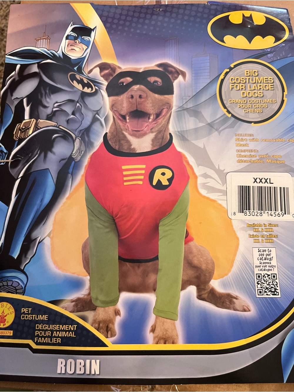 Batman Robin Dog Costume - Red, Green & Yellow Accents